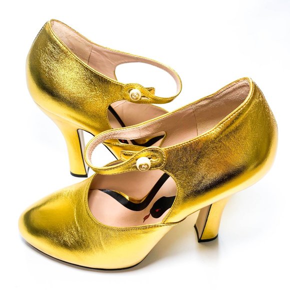 Rare authentic GUCCI Metallic Lesley Mary Jane Pumps - Picture 3 of 6